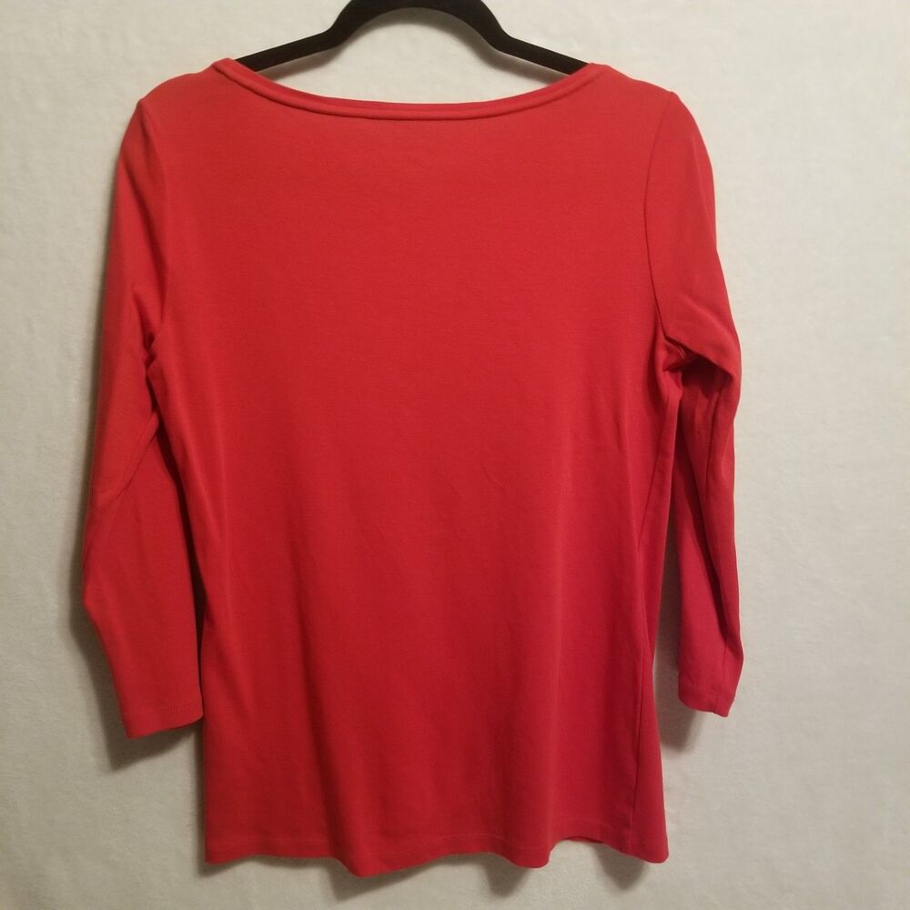 Talbots Small Top Lot Of 2 Long Sleeve Tee Red Cotton Black Rayon Classic Basic - Picture 3 of 9